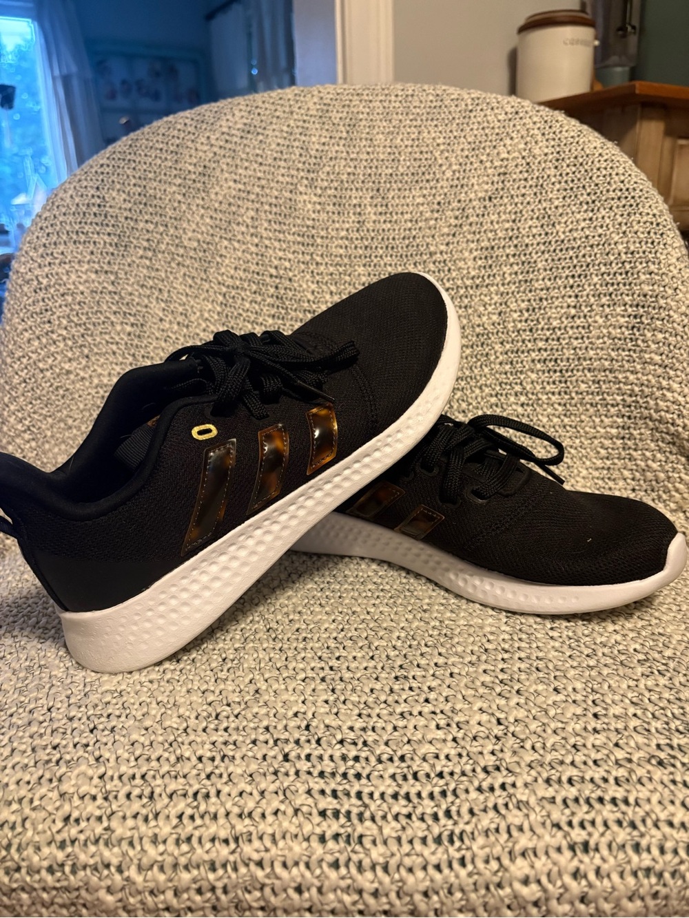 Women’s tortoise shell Black Athletic Sneakers with Gold Accents